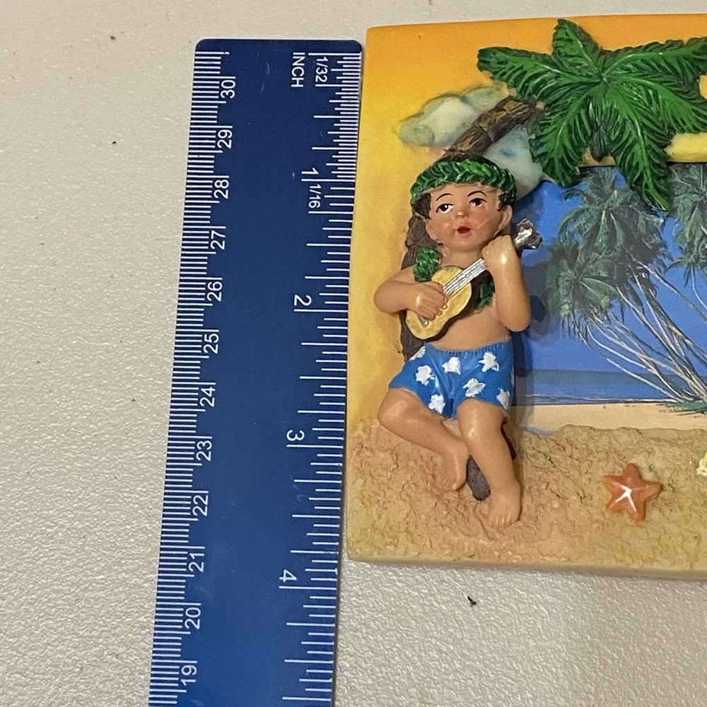 Hawaiian Hula Boy & Girl Photo Picture Frame Beach Palm Trees in Hawaii Tropical